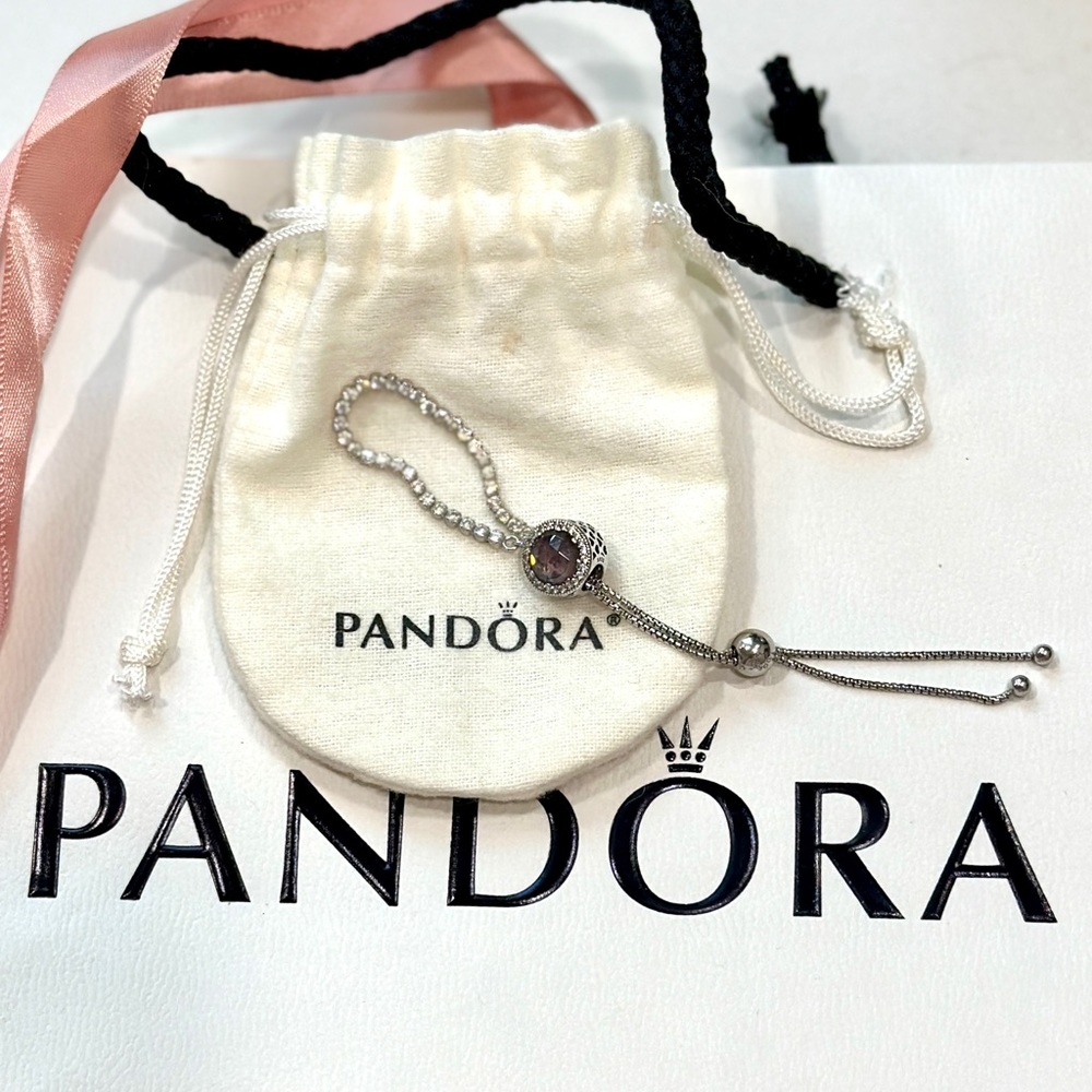 PANDORA sparkling Slider Tennis bracelet with charm